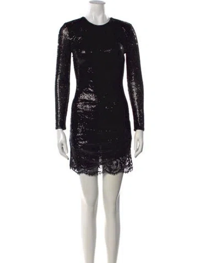 Pre-owned L'agence Patterned Mini Dress In Black