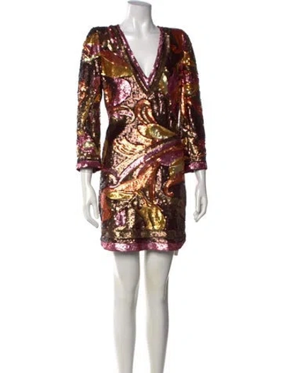 Pre-owned L'agence Patterned Mini Dress In Multicolor