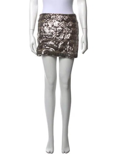 Pre-owned L'agence Patterned Mini Skirt In Green