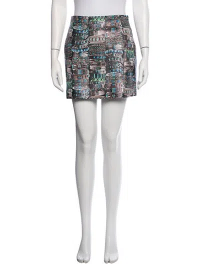Pre-owned L'agence Patterned Mini Skirt In White