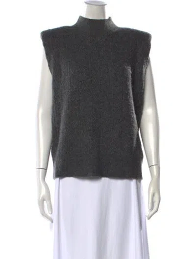 Pre-owned L'agence Patterned Mock Neck Sweater In Grey