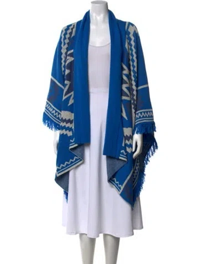 Pre-owned L'agence Patterned Open Front Sweater In Blue