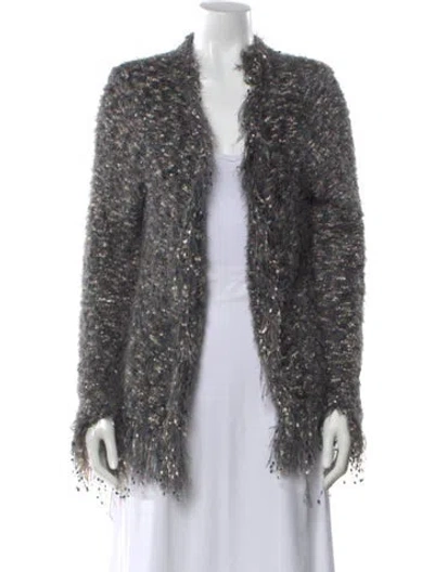 Pre-owned L'agence Patterned Open Front Sweater In Gray