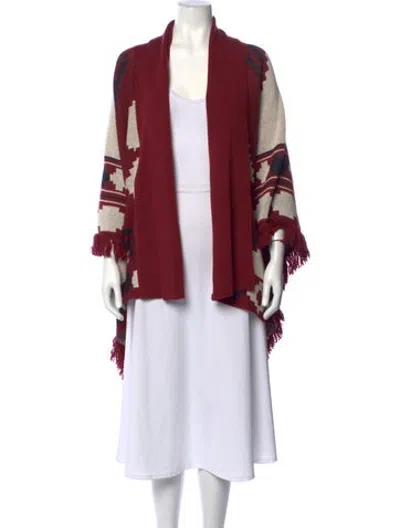 Pre-owned L'agence Patterned Open Front Sweater In Red