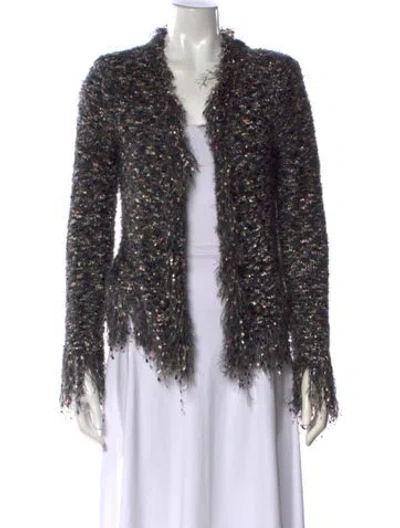 Pre-owned L'agence Patterned Open Front Sweater W/ Tags In Gray