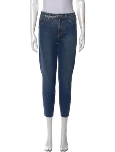 Pre-owned L'agence Patterned Straight Leg Pants In Blue