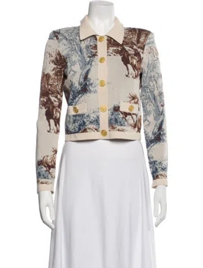 Pre-owned L'agence Patterned Sweater In White