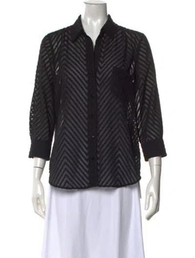 Pre-owned L'agence Patterned Three-quarter Sleeve Blouse In Black