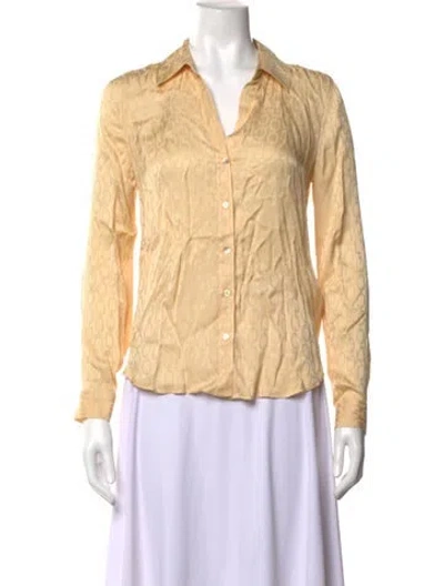 Pre-owned L'agence Patterned V-neck Blouse In Neutrals