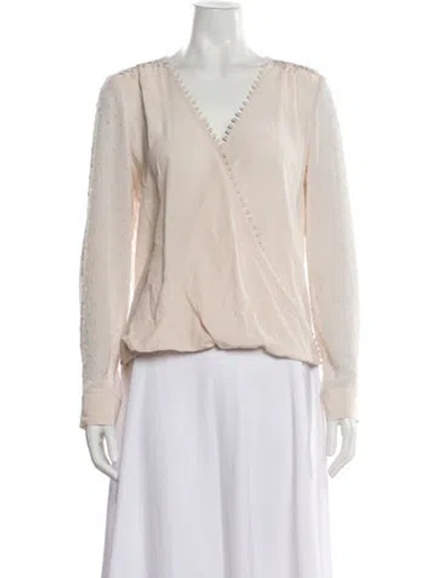 Pre-owned L'agence Patterned V-neck Blouse In Pink