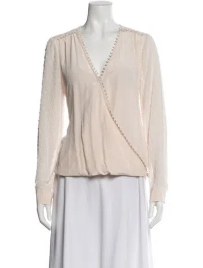 Pre-owned L'agence Patterned V-neck Blouse W/ Tags In Neutral
