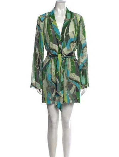 Pre-owned L'agence Patterned V-neck Jumpsuit W/ Tags In Green