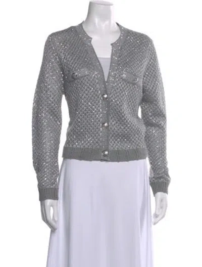 Pre-owned L'agence Patterned V-neck Sweater In Gray