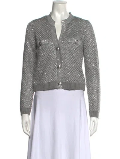 Pre-owned L'agence Patterned V-neck Sweater In Gray
