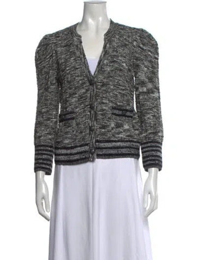 Pre-owned L'agence Patterned V-neck Sweater In Grey