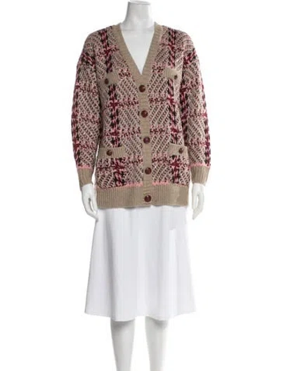 Pre-owned L'agence Patterned V-neck Sweater In Multi