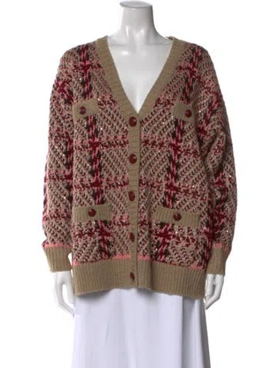 Pre-owned L'agence Patterned V-neck Sweater In Neutral