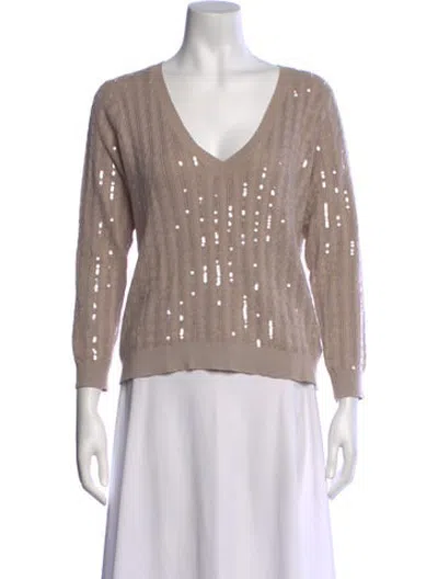 Pre-owned L'agence Patterned V-neck Sweater In Neutrals