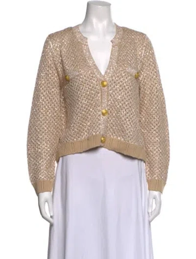 Pre-owned L'agence Patterned V-neck Sweater W/ Tags In Neutrals