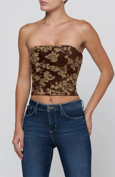L'agence Paulette Strapless Crop Corset Top In Brown