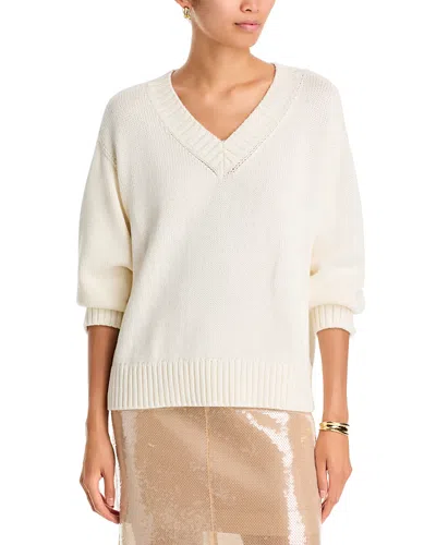 L'agence Paxton Cotton V-neck Sweater In Neutral