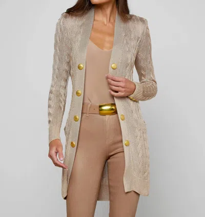 L'agence Penelope Cabled Cardigan In Brown