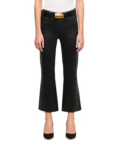 L'agence Petite Kendra High Rise Crop Flare Leg Jeans In Noir Coated In Black