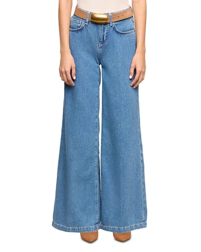 L'agence Petite Quincy Cotton Blend High Rise Wide Leg Jeans In Wilton In Blue