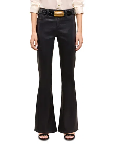 L'agence Petites Marty Mid Rise Coated Flare Jeans In Noir In Black