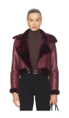 L'agence Pike Crop Shearling Jacket In Purple