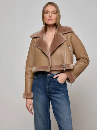 L'agence Pike Shearling Leather Jacket In Blue