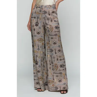 L'agence Pilar Houndstooth Key Wide Leg Pants In Multi