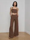 L'agence Pilar Houndstooth Wide-leg Pant In Brown