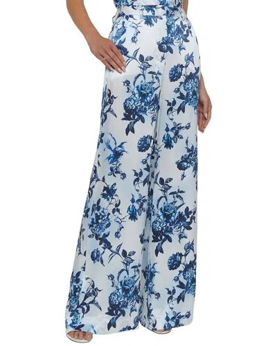 L'agence Pilar Silk Wide Leg Pant In Blue