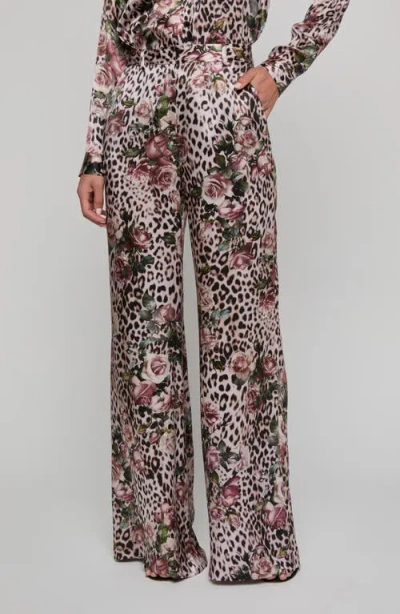 L'agence Pilar Silk Wide Leg Pants In Burgundy