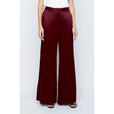 L'agence Pilar Silk Wide Leg Pants In Red