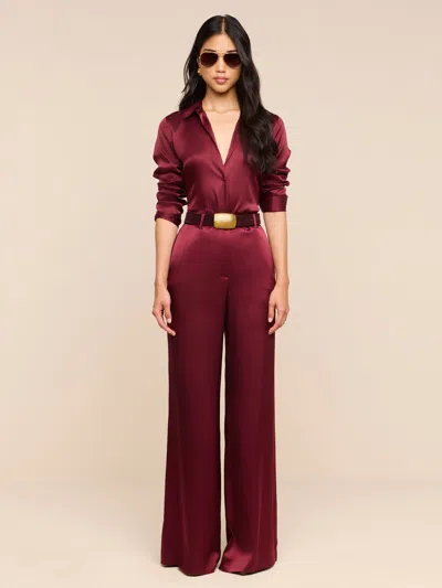 L'agence Pilar Silk Wide-leg Pant In Merlot Red