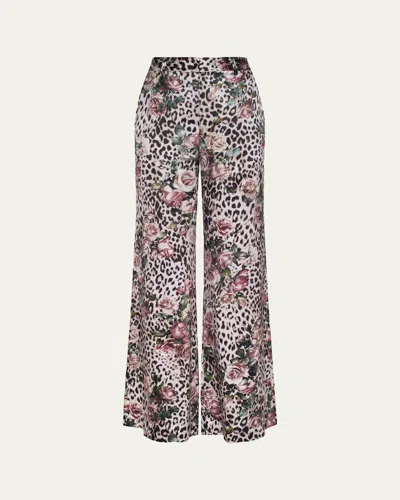 L'agence Pilar Silk Wide-leg Pants In Multi