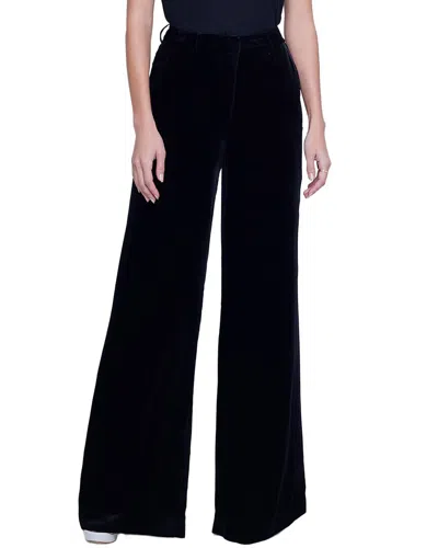 L'agence Pilar Silk-blend Wide Leg Pant In Black