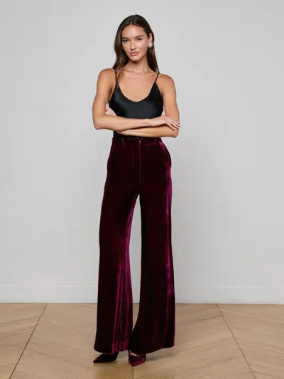L'agence Pilar Velvet Wide-leg Pant In Pink