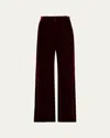 L'agence Pilar Velvet Wide-leg Pants In Burgundy