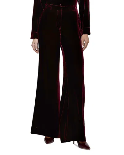 L'agence Pilar Velvet Wide Leg Pants In Burgundy