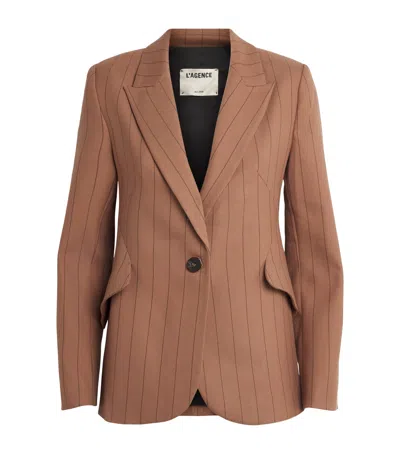 L'agence Pinstripe Chamberlain Blazer In Brown