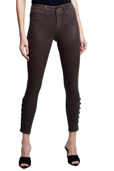 L'agence Piper Coated High-rise Skinny Jean In Espresso In Brown