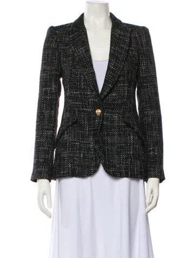 Pre-owned L'agence Plaid Print Blazer In Black