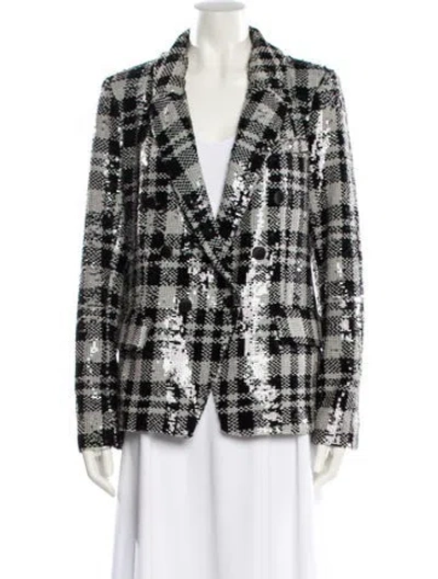 Pre-owned L'agence Plaid Print Blazer In Black