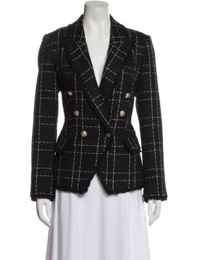 Pre-owned L'agence Plaid Print Blazer In Black