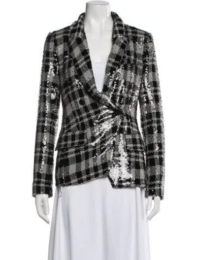 Pre-owned L'agence Plaid Print Blazer In Black