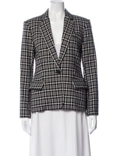 Pre-owned L'agence Plaid Print Blazer In Black