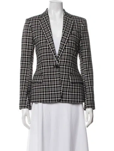 Pre-owned L'agence Plaid Print Blazer In Black